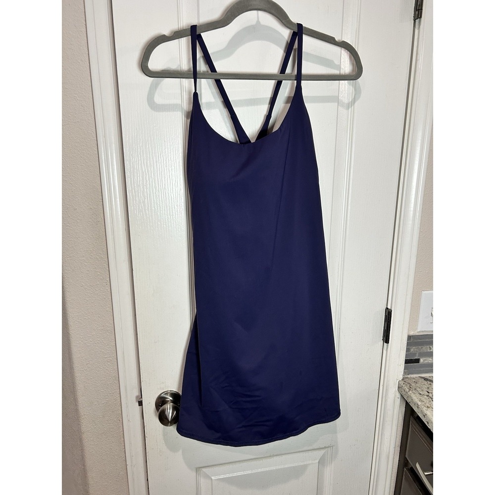 halara softlyzero dress Easy Peezy Backless Dress Athletic Sz L  Peacoat Blue